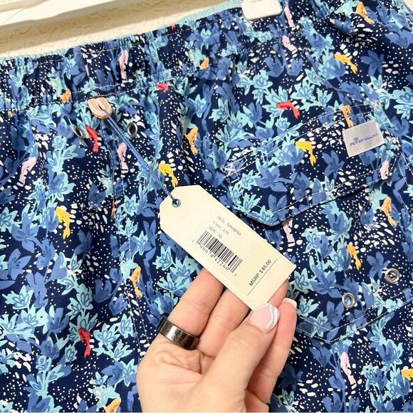 NWT Peter Millar Swim Trunks Mens Size XL Blue Print Seaside Collection Lined - Picture 5 of 8